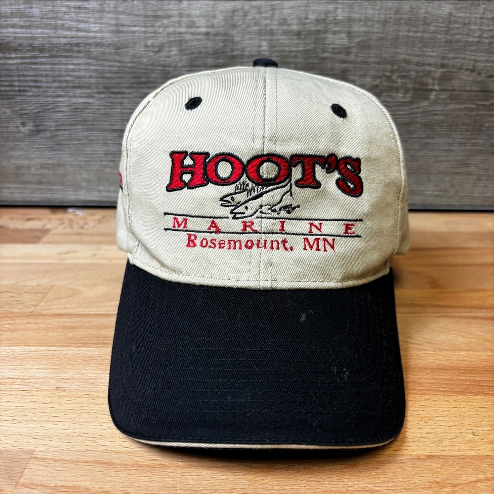 Hoots Marine Hat Cap Strap Back Brown Fishing Tackle‎ Rosemount Minnesota